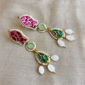 Pacchi Kundan Fish Earrings Ruby